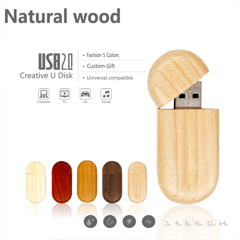 

Natural Wooden USB Flash Drive Custom Logo Pendrive High Speed USB 2.0 Flash Memory Stick Gift Pen Drive 64GB 32GB 16GB 8GB 4GB