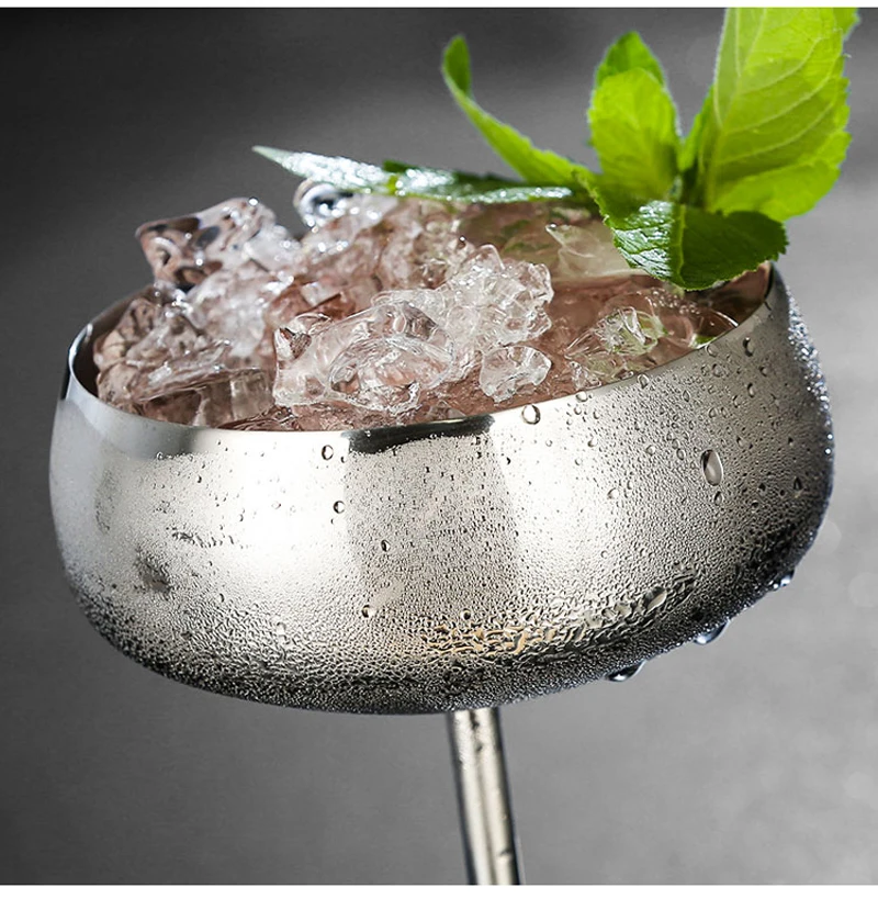 Нержавеющая сталь, широкий рот коктейльное стекло творческий металл бокал для коктейлей ресторан-бар вечерние бокал вина Кубок