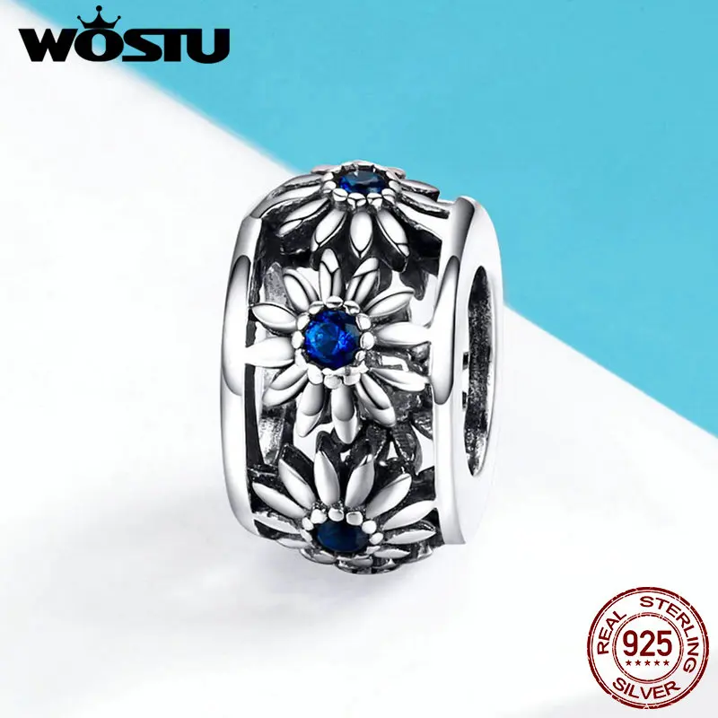 WOSTU винтажный стиль Стерлинговое Серебро 925 пробы Маргаритка цветок амулеты