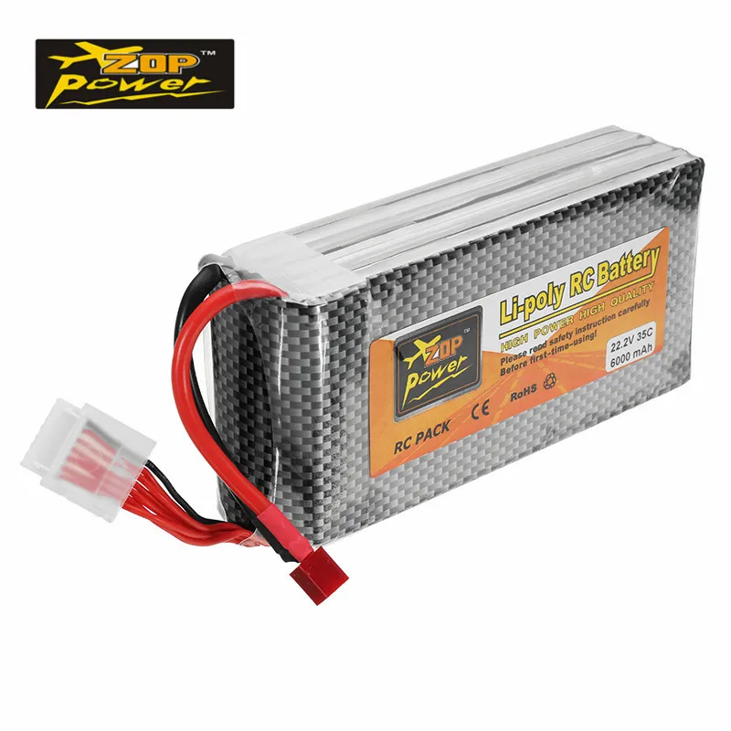 High Quality ZOP Power 22 2V 6000mAh 35C 6S Rechargeable Lipo Battery T Plug for RC
