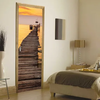 

Sunset Pier Door Mural Kids room Bedroom Bathroom Wall Stickers Self-adhesive Wallpaper Waterproof Decorative Poster
