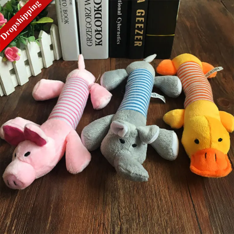 

Dog Cat Funny Fleece Durability Plush Dog Toys Squeak Chew Sound Toy Fit for All Pets Elephant Duck Pig Plush Toys