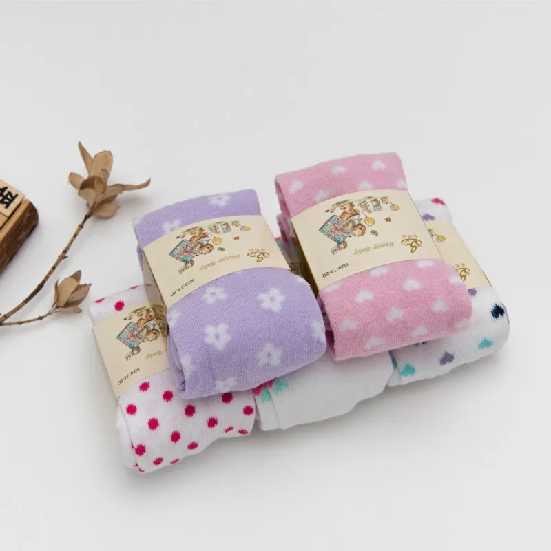 Spring Autumn Flower Patterns Printing Baby Pantyhose Pure Cotton Jacquard Infant Bottoming Stockings 3pc/lot girls pantyhose