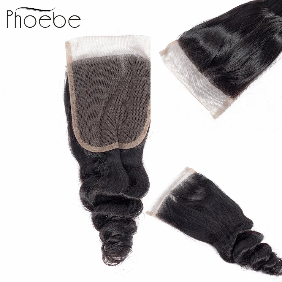 

Phoebe Hair Peruvian 4x4 Lace Closure Hair Loose Wave 100% Human Hair Pre-colored Non Remy Natural Color1 Pcs 8-20 Inch