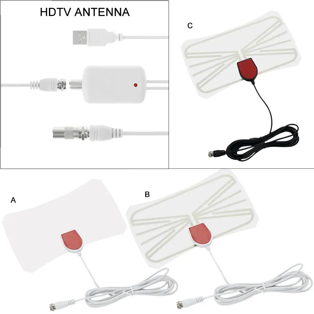 Комнатная цифровая HDTV антенна ЕС/США 1080P усиленный Диапазон 80 миль 4K HD VHF UHF Freeview