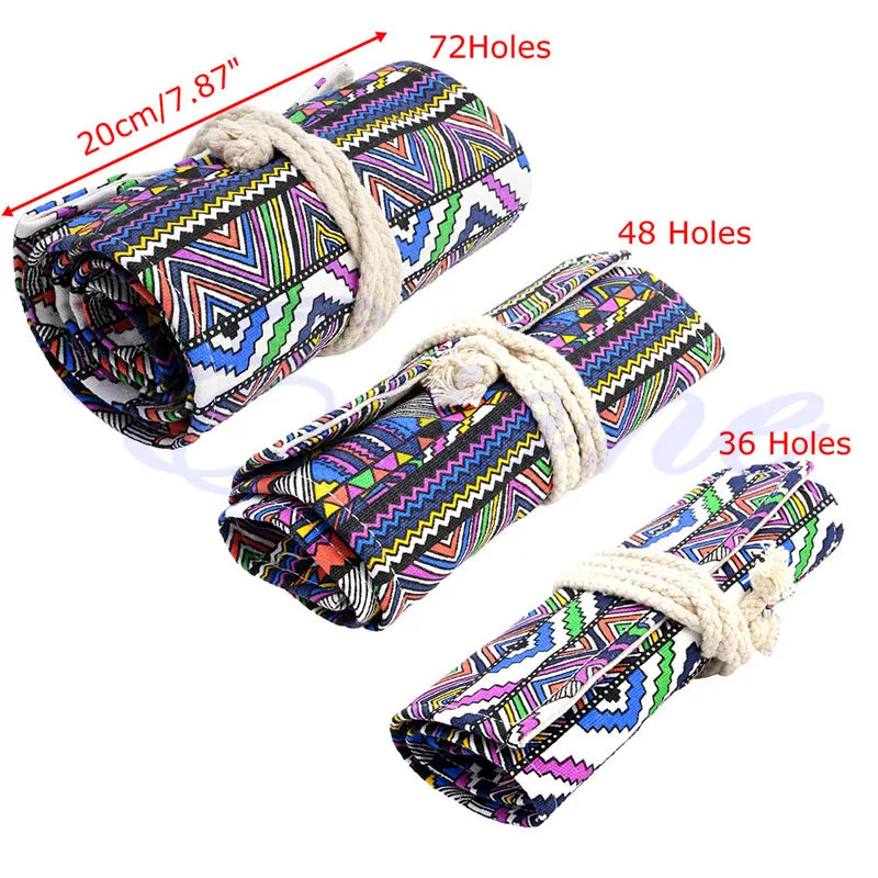 36/48/72 Отверстия холст Обёрточная бумага Roll Up карандаш пенал для ручек держатель Чехол чехол для хранения