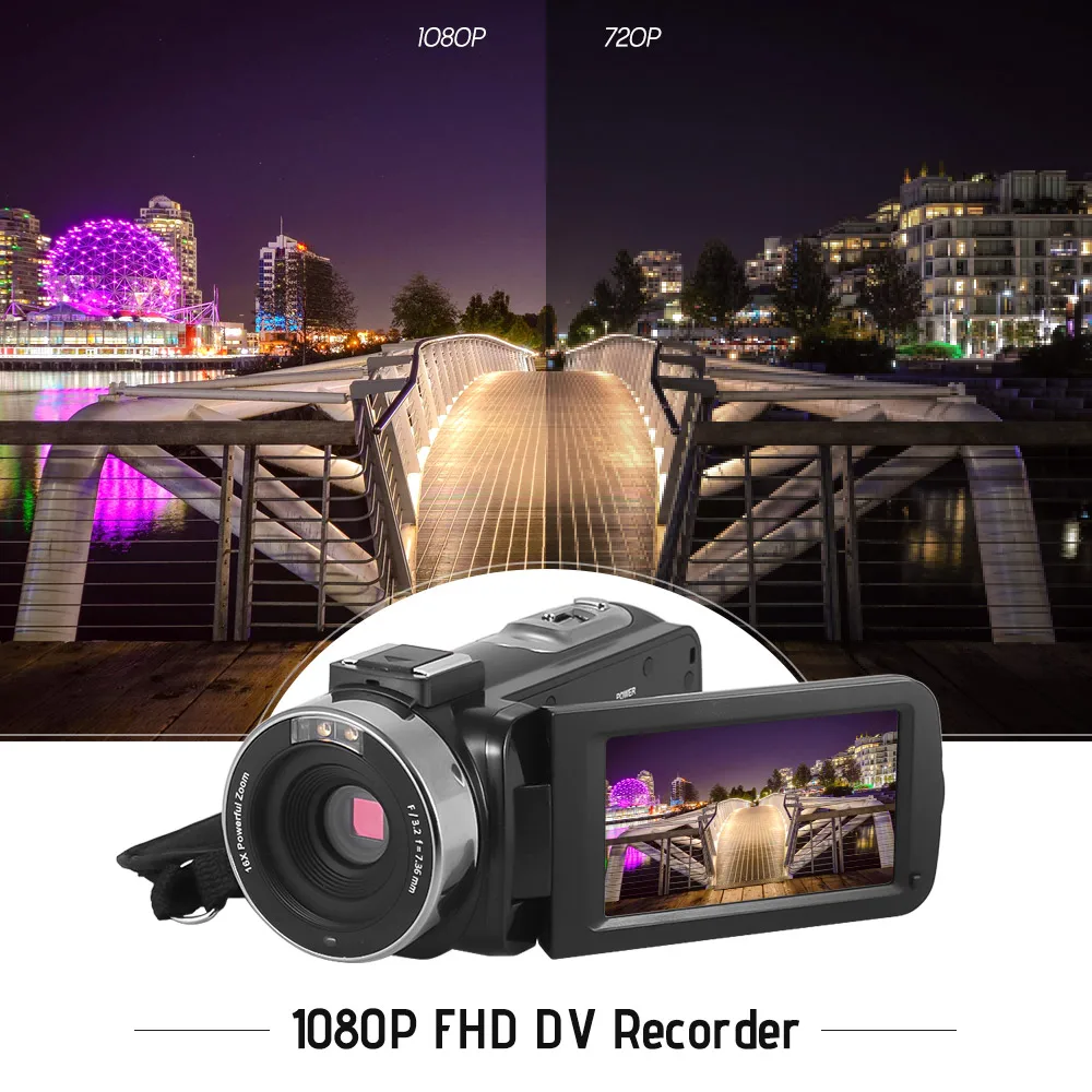 Andoer HDV-301LTRM 1080 P FHD Цифровая видеокамера DV рекордер IR Nightshot 24MP 16X цифровой зум 3,0 дюймов lcd