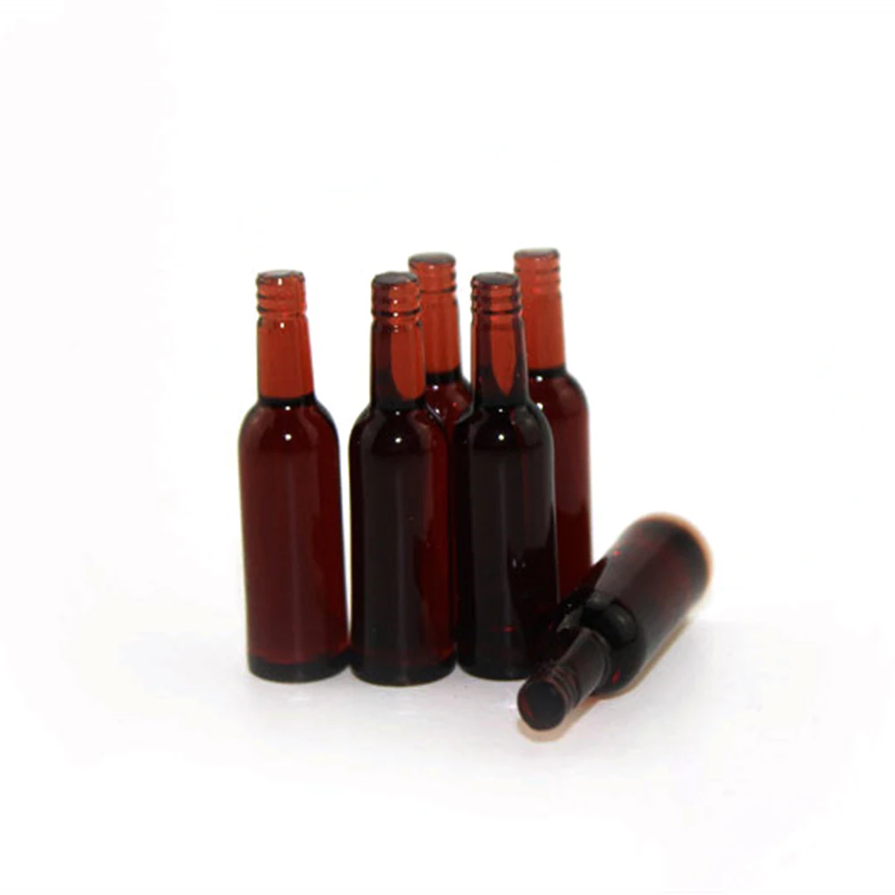 6 шт. Миниатюрные аксессуары для кукольного домика 1/12 мини полимерная бутылка