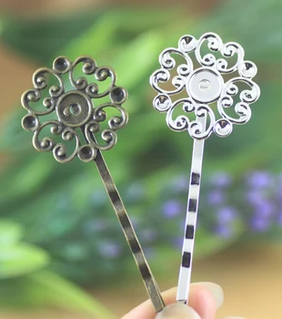 

23mm Blank Bobby Pins Hairpin Bases Vintage Filigree Circle Flower Hair Clips Findings Hair Accessories for Women Hair Headwear