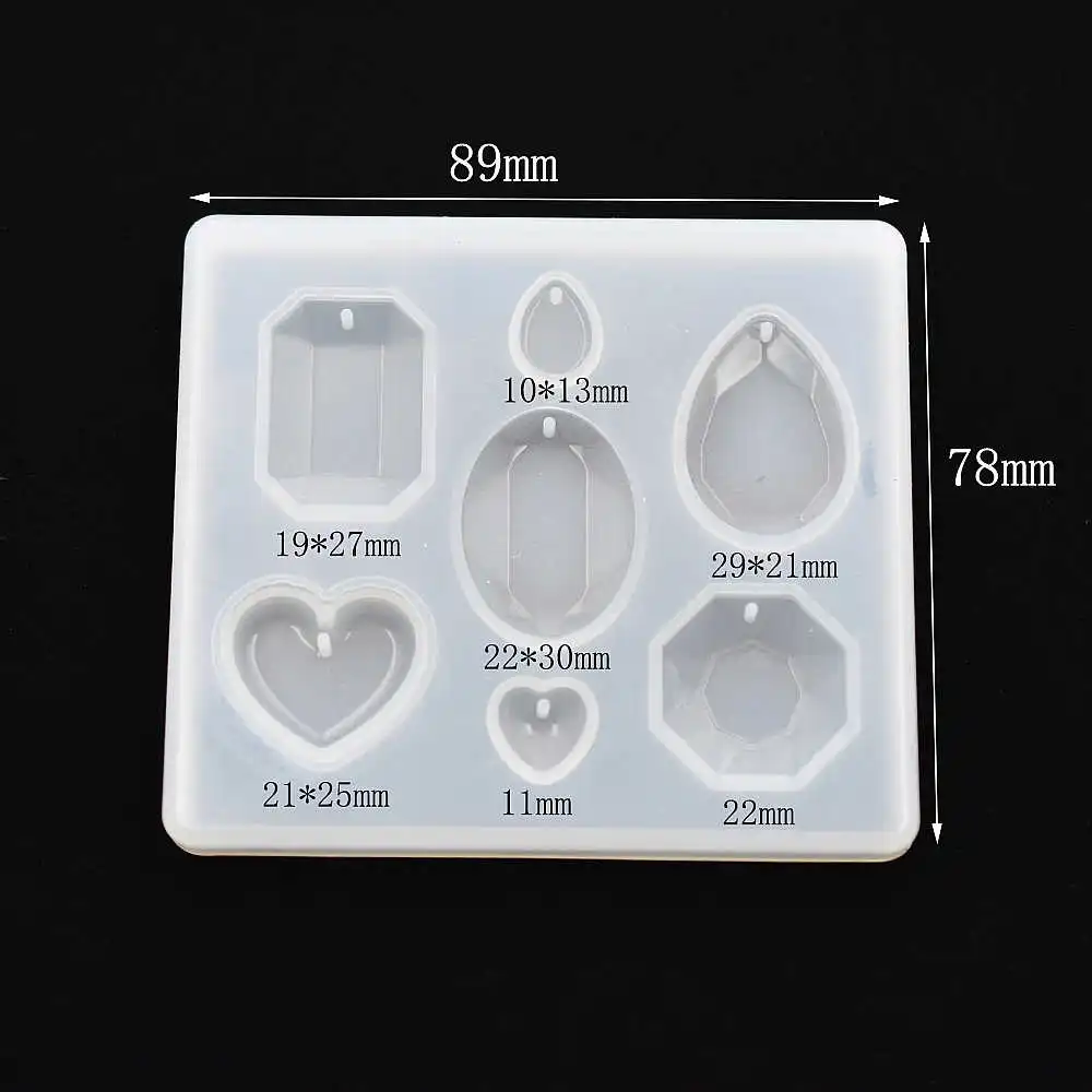 SNASAN Multi style Pendant Silicone Mold button number letter Resin Silicone Mould handmade DIY Jewelry Making epoxy resin molds - Цвет: Diamond Pendant No7