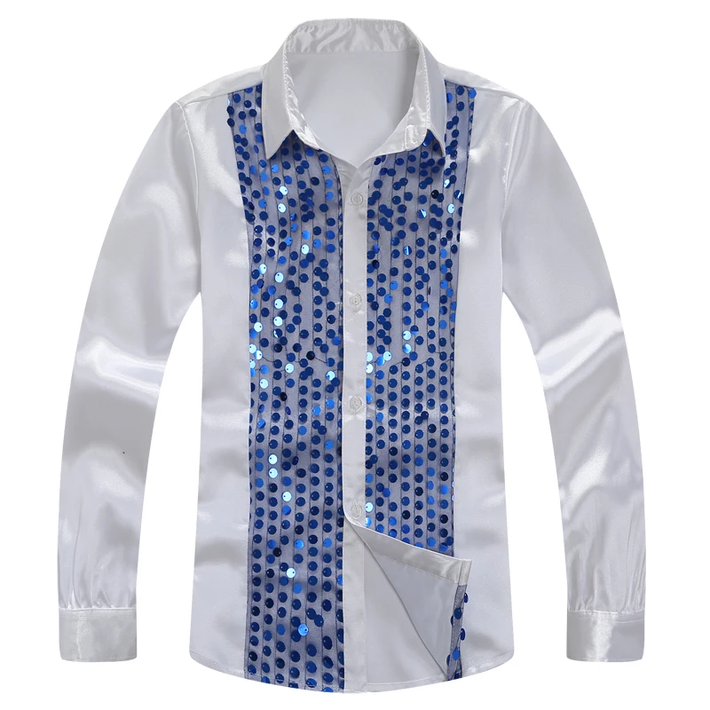 Retail High Quality Children Shirts Solid Color Boys Chorus Clothing Sparkling Sequined Students Latin/Ballroom Dancing costume - Цвет: as picture