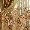 1 pièces rideau de fenêtre luxueux haut de gamme Jacquard fils rideaux pivoine motif Voile porte fenêtre rideaux salon chambre décor ► Photo 2/4