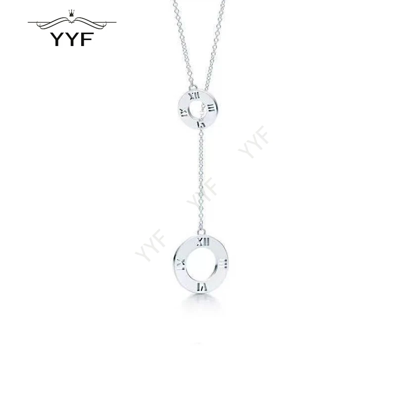 

TIFF 925 Sterling Silver Roman Double Necklace original 1:1 high quality charm accessories suitable for women's jewelry gifts PY