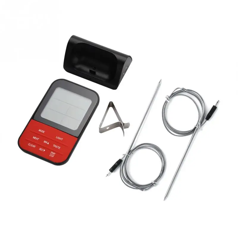 LCD Digital Food Thermometer with Dual Probe Sensors Timer for Cooking