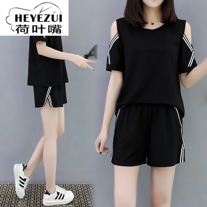 

Loose Size Short Sleeve Short Pants Two-piece Large Size Women's Suit in Summer 2019