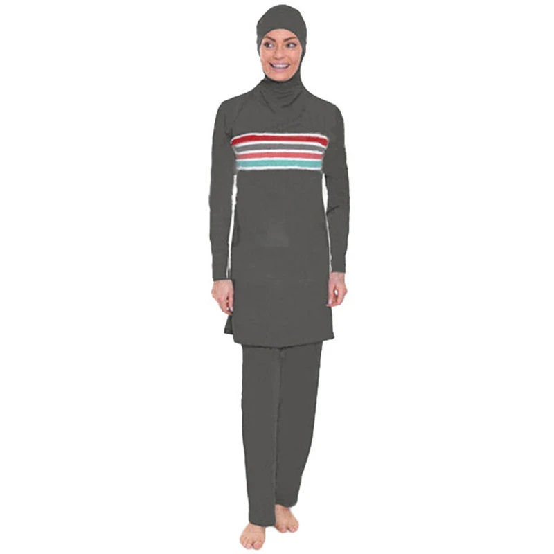 Мусульманский купальник для мусульман, купальник для мусульманских женщин, Малайзийский, турецкий ислам ic арабский купальник одежды хиджаб-купальник - Цвет: Grey