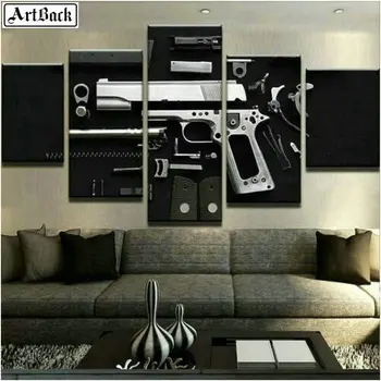 

ARTBACK 5 spell diamond painting pistol picture 3d round diamond mosaic diamond embroidery kit diy 5d full square gun sticker