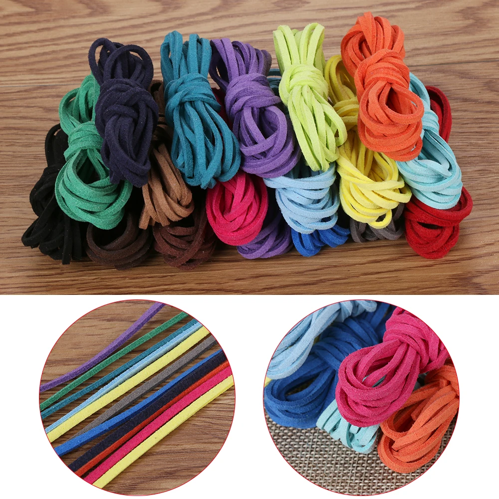 

5PCS 1M Flat Faux Suede Velvet Leather Cord DIY Rope Thread Jewelry Making Decorative Handicrafts Accessories