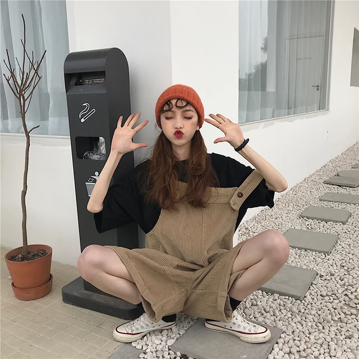 

2019 Summer Women's New Large Size 5XL Loose Fashion Slim Retro Corduroy Casual Models Wild Jumpsuit Strap Shorts Female A119