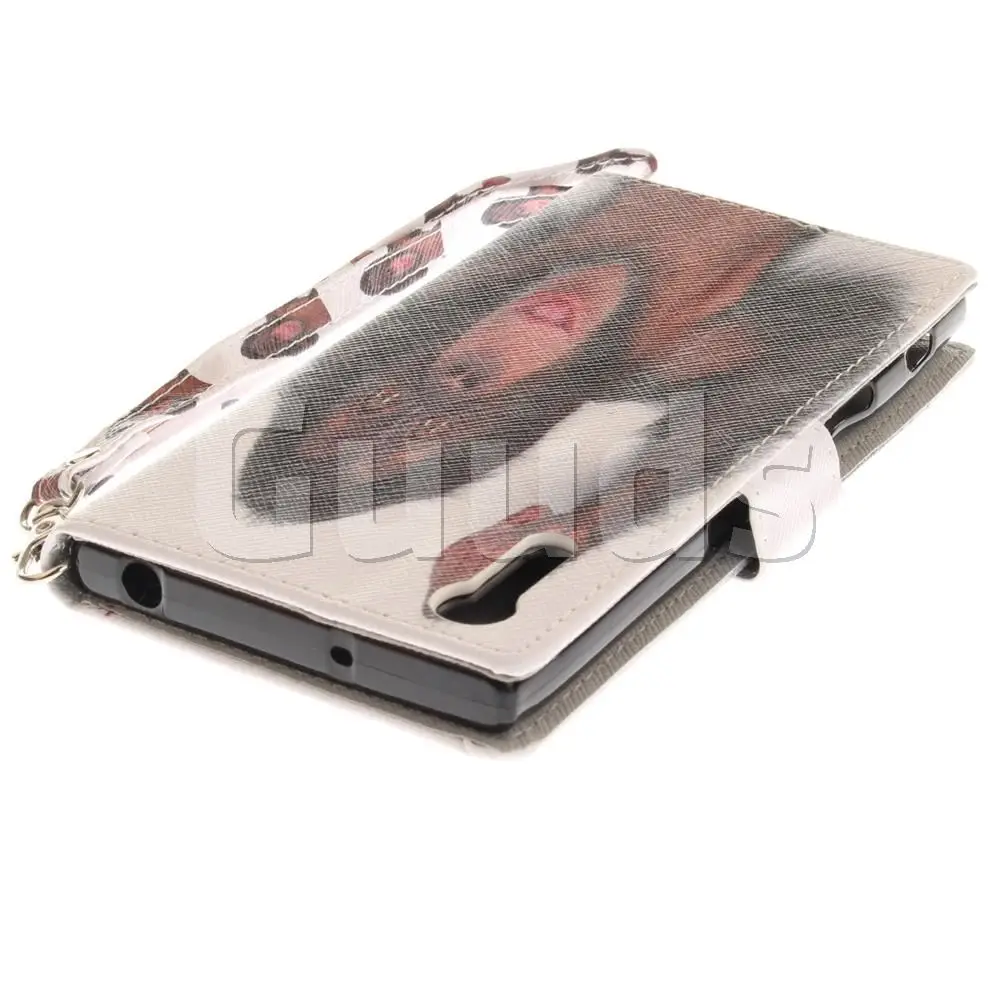 Cute Monkey Hand Strap Leather Wallet Case for Sony Xperia XZ