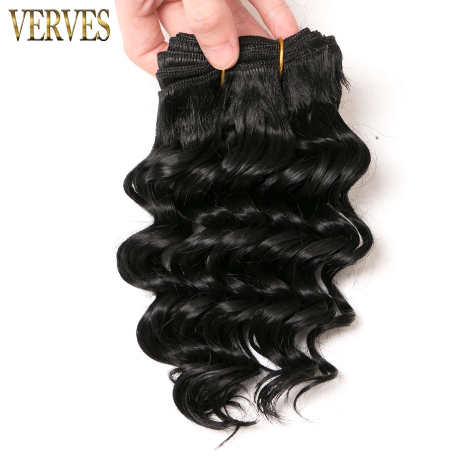 Extensões de Cabelo Pacotes de Tecelagem do Cabelo Peças Polegada Bob Estilo Curto 100 g Onda Profunda Sintético Verves Cor Preta 2 – Set 8