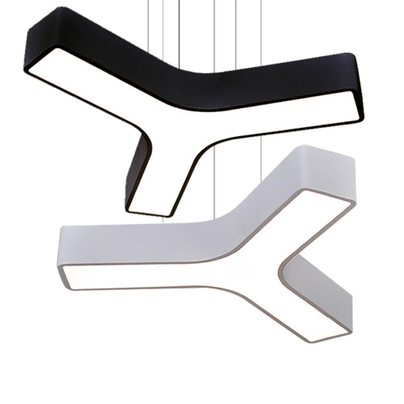 

Modern Suspended led pendant light customized black white metal Suspended install hanging lamp fixture acrylic luminaire