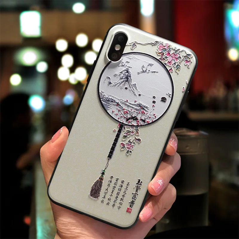 Модный чехол для телефона с 3D тиснением iPhone X XS Max XR 6 6S 7 8 Plus из ТПУ в китайском