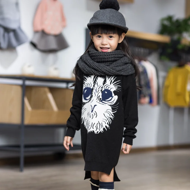 

Factory Wholesale 2018 Autumn Winter New Small and Medium Boys and Girls Sweaters Long Embroidered Cartoon Kids Sweater CA065