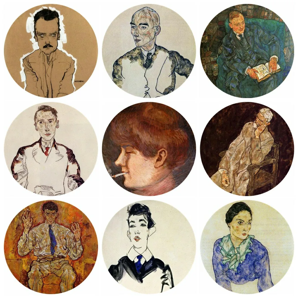 

20pcs 12~40mm Artist Egon Schiele Art Paintings Collection Mother With Two Children Glass Cabochon