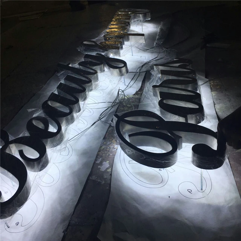 Фабричная рекламная задняя подсветка из нержавеющей стали с подсветкой букв