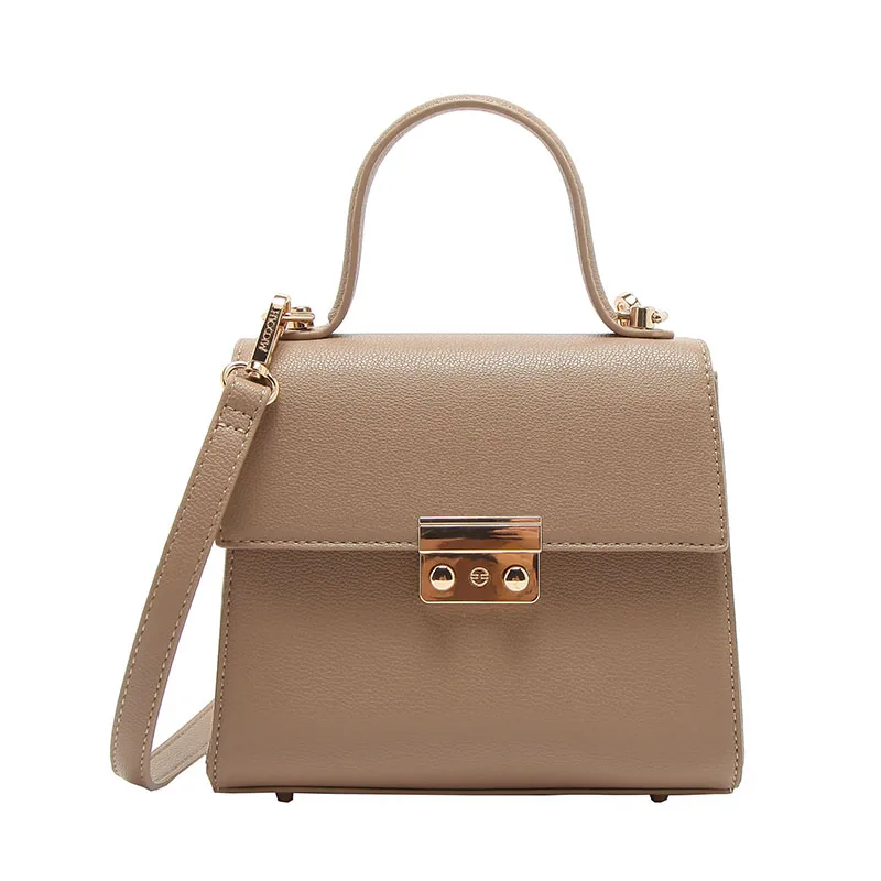 MICOCAH/женская сумка с металлическим замком, брендовые сумки для женщин, Женские аксессуары с карманом на молнии MSD181 - Цвет: Brown