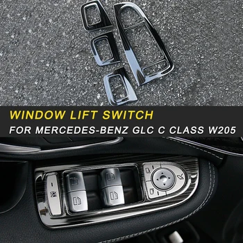 

For Mercedes benz C class w205 GLC window lift switch cover frame trim cover sticker accessories auto
