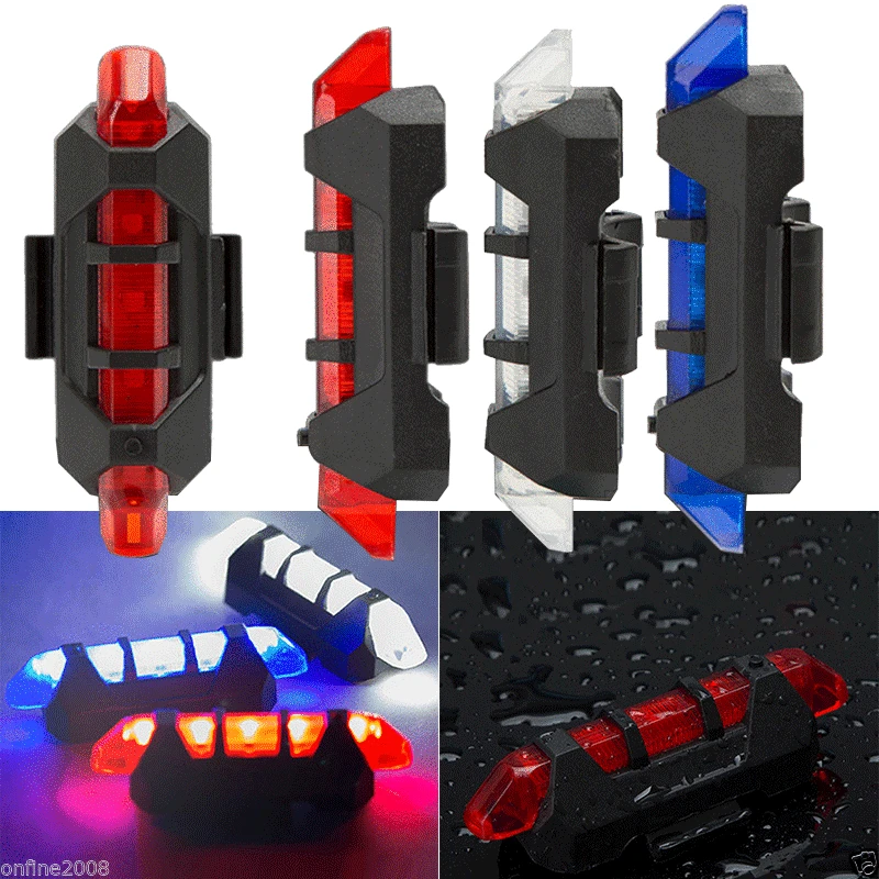 Portable USB Rechargeable Bike Bicycle Tail Rear Safety Warning Light Taillight Lamp Super Bright Bicycle Bike Cycling Light New