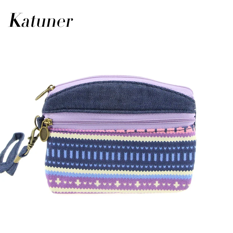 Hot Ethnic Canvas Kids Coin Purse Women Clutch font b Key b font Card Double Zipper