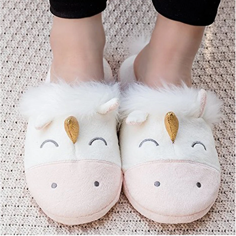 Kids Unicorn Slippers For Boys Girls Toddler Fuzzy Slippers Children House Slippers With Anti Slip Soles Glow In The Dark E22