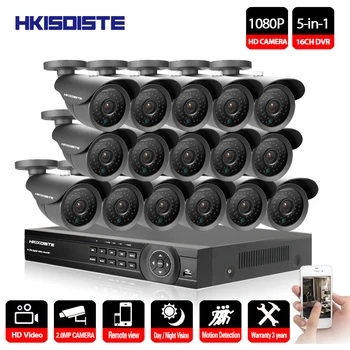 

16CH AHD DVR 16Pcs 2.0MP 1080P Camera Security Surveillance CCTV System Outdoor Waterproof IR Night Vision HD Kit 16CH AHD 1080P