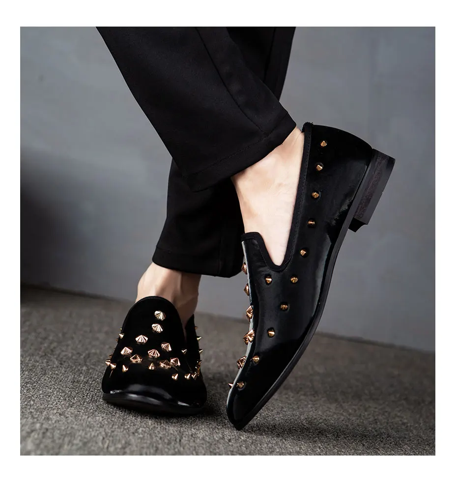 MEIJIANA Fashion Luxury Brand Black Men Shoes Metal Rivet Men's Loafers Dinner Shoes Driving Travel Casual Shoes New