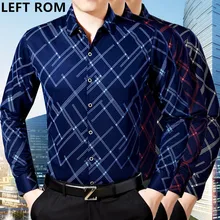 LEFT ROM fall fashion long sleeved cotton print shirt slim stripe business casual cardigan comfortable high quality shirt coat