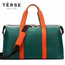 TERSE, мужские сумки, натуральная кожа, дорожная сумка, пэчворк, большая емкость, на молнии, модная сумка для путешествий, LN9355