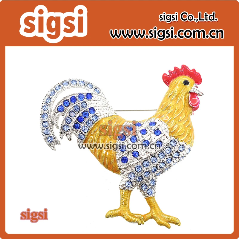 50mm 100pcs Fashion Cock Color Rhinestone Brooch And Pins For Accessory 