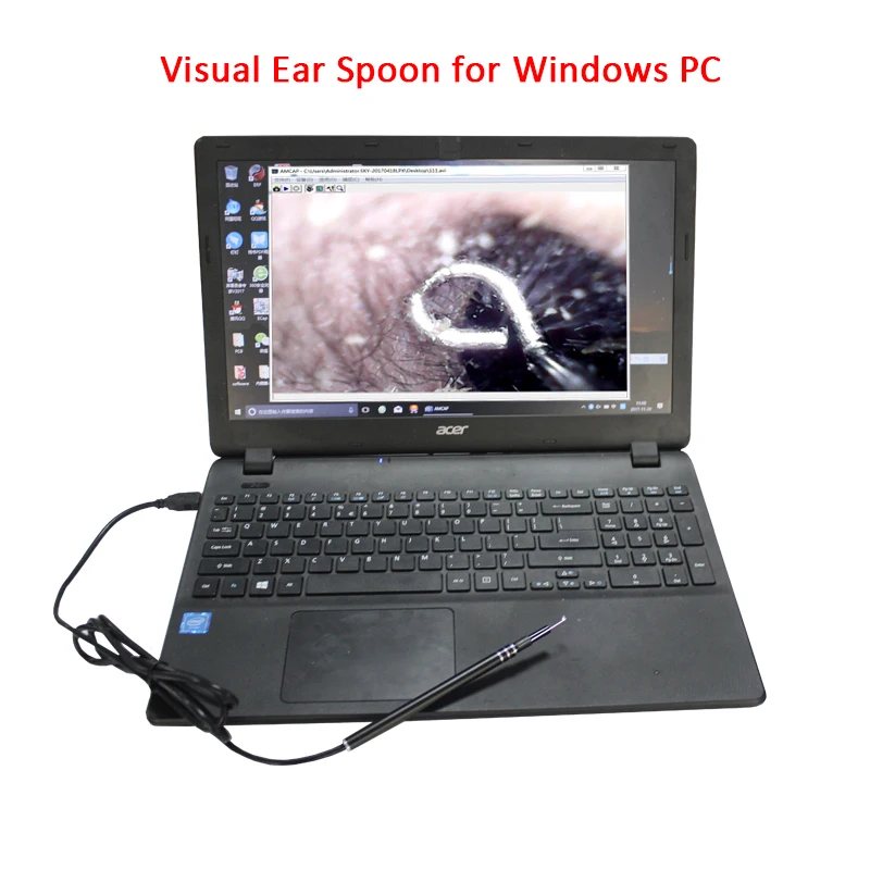 

JINGLESZCN Ear Cleaning USB Endoscope 5.5mm Visual Ear Spoon Earpick Otoscope Endoscope Borescope Mini Camera PC Windows