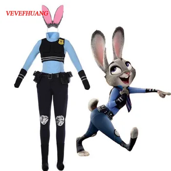 

VEVEFHUANG Newest Hot Sale Stock American Rabbit Zootopia Officer Judy Hopps Personify Movie Cosplay Costume With Ear Tail