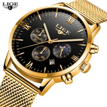 LIGE Fashion Mens Watches Top Brand Luxury Quartz Watch Men Casual Slim Mesh Steel Date Waterproof Sport Watch Relogio Masculino