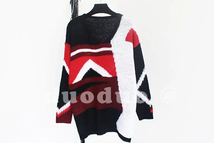 De Arrivée Pull Casual Printemps Chandail Multi Cou Top Femmes Nouvelle V 2017 Chauve Manches Femme Géométrique Laine Mode souris Sexy Lâche YqIwP5I