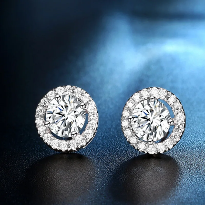 

Fashion Women OL Big Shinning Crystal Sliver Ear Studs All Match Personality Party Meeting Earrings Accessories Gifts