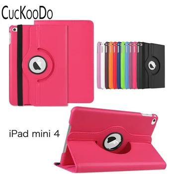

CucKooDo 50Pcs/lot For iPad mini 4,PU Leather 360 Rotating Stand Smart Case Cover for Apple New iPad Mini 4 Released on 2015