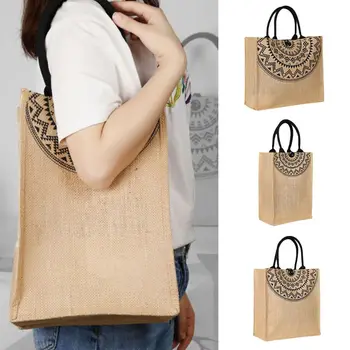 

2019 New Fashion Women Lady Casual Linen Shoulder Shopping Tote Bag Female Multifunction Beach Satchel School Handbag Bags S/M/L