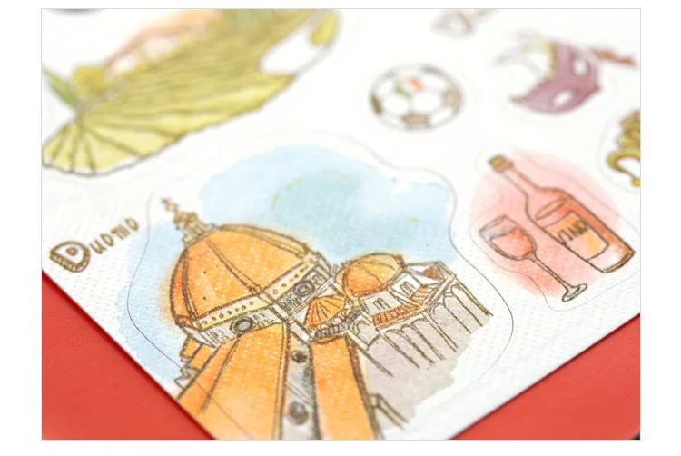 Мультфильм Стиль поездки дизайн Pisa башня Roma наклейка с изображением пейзажа Скрапбукинг Италия продукты автомобиль DIY украшения из бумаги