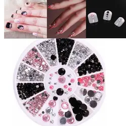 1 коробка искусства ногтя щетка с аккумулятором, трехцветная блестящие черный, розовый алмаз коробка с различным ассортиментом 2/3/4/5 см) с