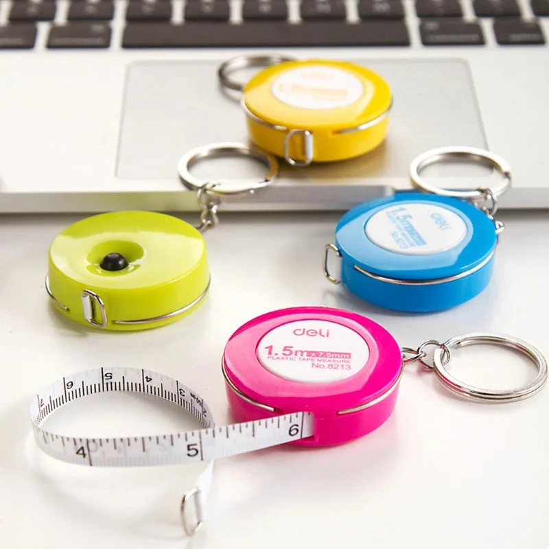 Deli Candy Color Key Chain Tape 1.5 M Measure Cloth Ruler Soft Feet